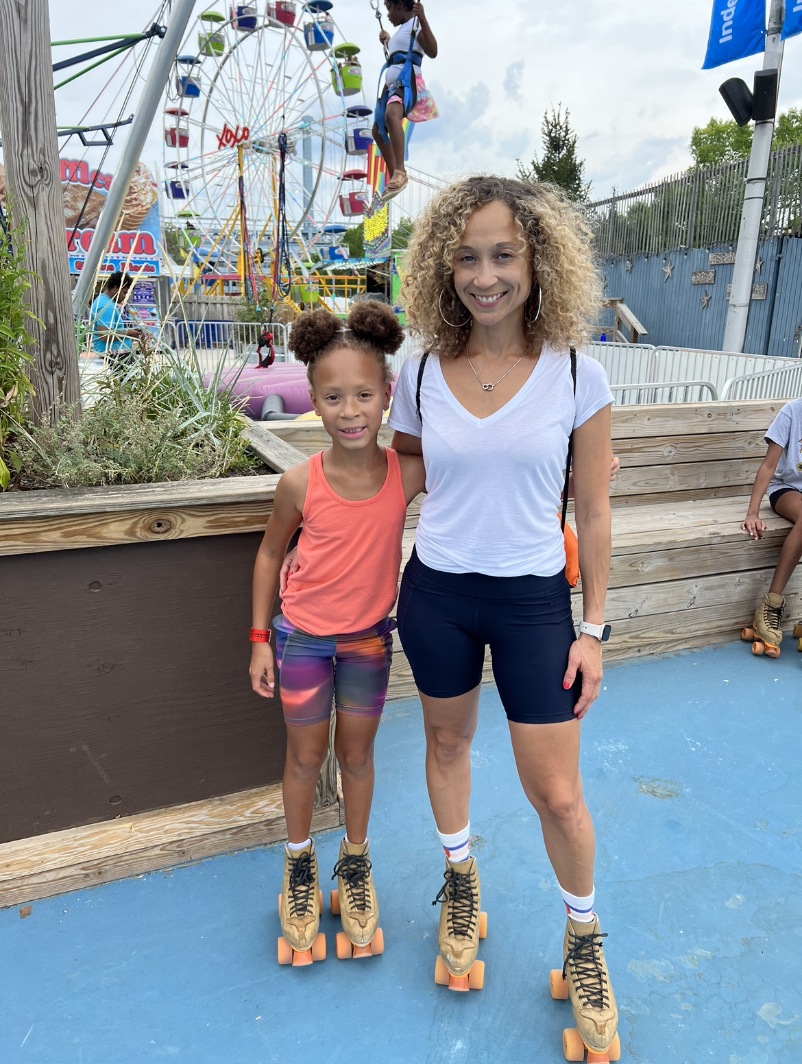 mom and daughter roller skating